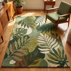 Modern Botanical Leaf Wool Hand-Tufted Rug