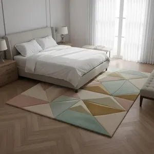 Modern 3D Geometric Hand-Tufted Rug – Pastel Design
