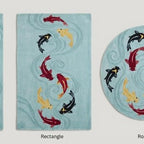 Hand-Tufted Koi Runner Rug – Japanese Style in Aqua Blue