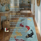 Hand-Tufted Koi Runner Rug – Japanese Style in Aqua Blue