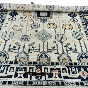 Modern Tribal Hand-Knotted Rug – Luxury Geometric Artisan Floor Covering