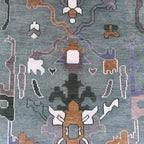 Vintage Hand-Knotted Turkish Oushak Wool Rug – Green & Ivory Floral Classic Area Rug