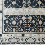 Vintage Hand-Knotted Navy & Ivory Persian Floral Wool Rug