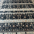 Vintage Hand-Knotted Navy & Ivory Persian Floral Wool Rug