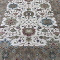 Hand-Knotted Oushak Rug – Vintage Ivory Turkish Oriental Carpet