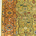 Hand-Knotted Yellow Oushak Wool Rug – Contemporary Turkish Floral Interior Carpet