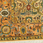 Hand-Knotted Yellow Oushak Wool Rug – Elegant Turkish Floral Geometric Carpet