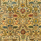 Hand-Knotted Yellow Oushak Wool Rug – Elegant Turkish Floral Geometric Carpet