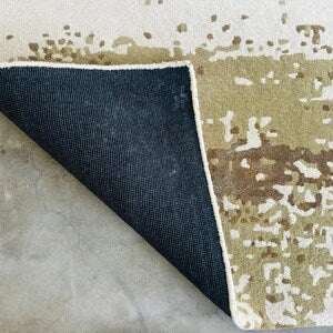 Luxury Hand-Tufted Wool Rug – Elegant Beige & Yellow Classic Floral Interior Carpet
