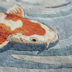 Modern Interior Hand-Tufted Round Koi Fish Rug