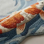 Modern Interior Hand-Tufted Round Koi Fish Rug