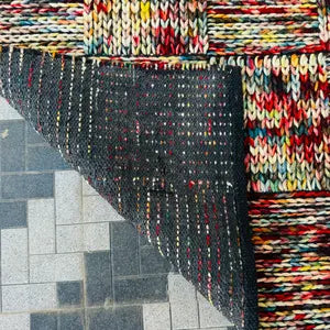 Mosaic Handwoven Wool Patchwork Rug | Modern Minimalist Multicolor Boho Area Carpet