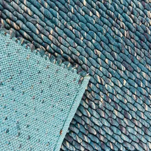 Ocean Weave Handwoven Pebble Wool Rug | Modern Blue Textured Area Carpet