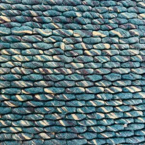 Ocean Weave Handwoven Pebble Wool Rug | Modern Blue Textured Area Carpet