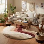 Modern Sunset Waves Hand-Tufted Round Area Rug