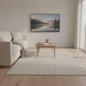 Hand Tufted Geometric Rug – Modern Minimalist Area Carpet