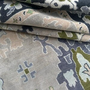 Hand-Knotted Modern Oushak Wool Rug – Cream & Gray Classic Stylish Area Rug