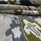 Hand-Knotted Modern Oushak Wool Rug – Cream & Gray Classic Stylish Area Rug