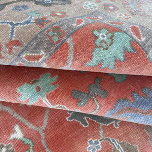 Vintage Turkish Oushak Heriz Rug – Luxury Hand-Knotted Wool Geometric Carpet