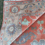 Vintage Turkish Oushak Heriz Rug – Luxury Hand-Knotted Wool Geometric Carpet