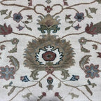 Hand-Knotted Oushak Rug – Vintage Ivory Turkish Oriental Carpet