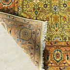 Hand-Knotted Yellow Oushak Wool Rug – Contemporary Turkish Floral Interior Carpet