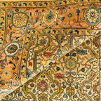 Hand-Knotted Yellow Oushak Wool Rug – Elegant Turkish Floral Geometric Carpet