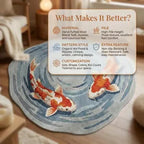 Modern Interior Hand-Tufted Round Koi Fish Rug
