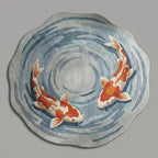Modern Interior Hand-Tufted Round Koi Fish Rug
