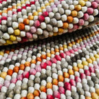 Multicolor Striped Ivory Chunky Looped Wool Rug | Scandinavian Style Indoor Area Carpet