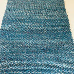 Ocean Weave Handwoven Pebble Wool Rug | Modern Blue Textured Area Carpet
