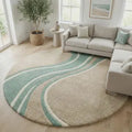 Aqua Drift Round Hand Tufted Rug