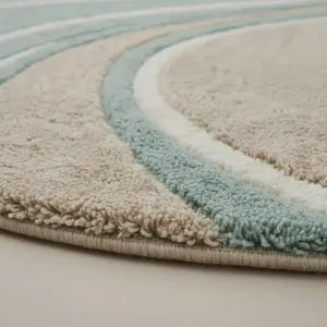 Aqua Drift Round Hand Tufted Rug