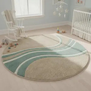Aqua Drift Round Hand Tufted Rug