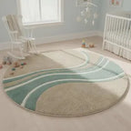 Aqua Drift Round Hand Tufted Rug