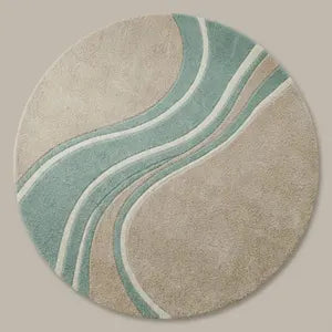 Aqua Drift Round Hand Tufted Rug