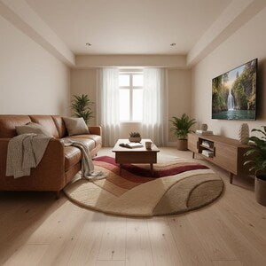 Modern Sunset Waves Hand-Tufted Round Area Rug