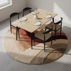 Modern Sunset Waves Hand-Tufted Round Area Rug