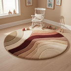 Modern Sunset Waves Hand-Tufted Round Area Rug