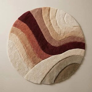 Modern Sunset Waves Hand-Tufted Round Area Rug