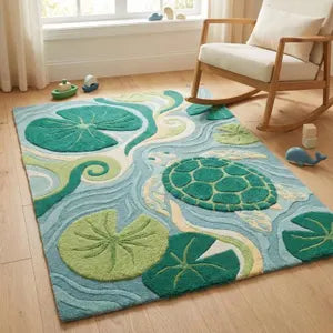 Hand Tufted Leaf Rug – Botanical Nature-Inspired Area Carpet