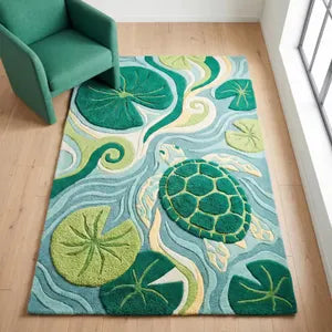 Hand Tufted Leaf Rug – Botanical Nature-Inspired Area Carpet
