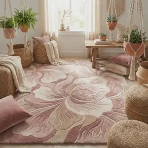 Rosé Bloom Hand Tufted Floral Rug