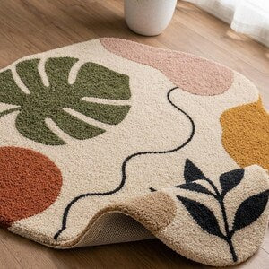 Monstera Muse – Boho Abstract Hand Tufted Botanical Rug