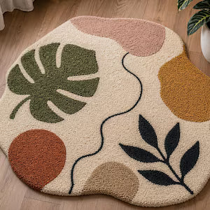 Monstera Muse – Boho Abstract Hand Tufted Botanical Rug