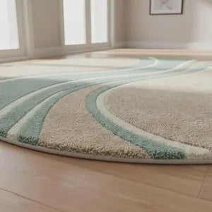 Aqua Drift Round Hand Tufted Rug