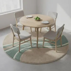 Aqua Drift Round Hand Tufted Rug