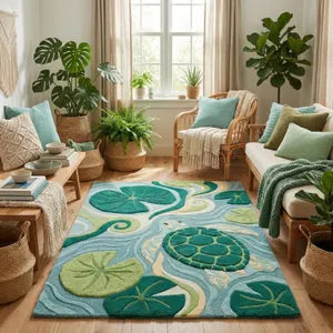 Hand Tufted Leaf Rug – Botanical Nature-Inspired Area Carpet