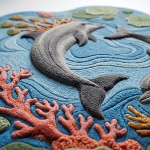 Ocean Dream 3D Dolphin Rug – Hand-Tufted Coral Reef Nursery Carpet