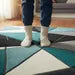 Deep Teal Geometric Wool Area Rug – Hand-Tufted Modern Abstract Rug